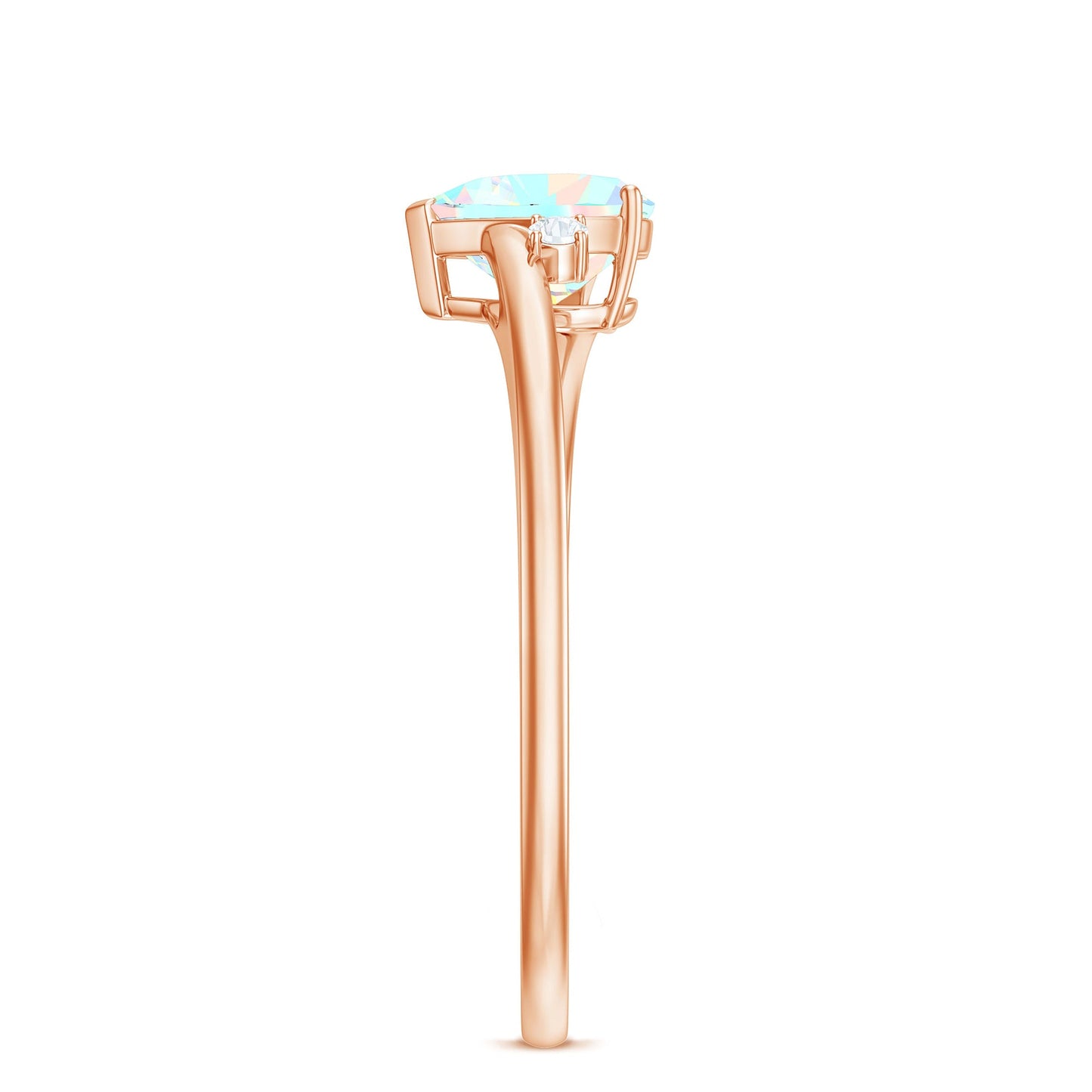 Genuine 0.7 Ethiopian Opal Diamond Heart Shaped Promise Ring with Bypass Shank