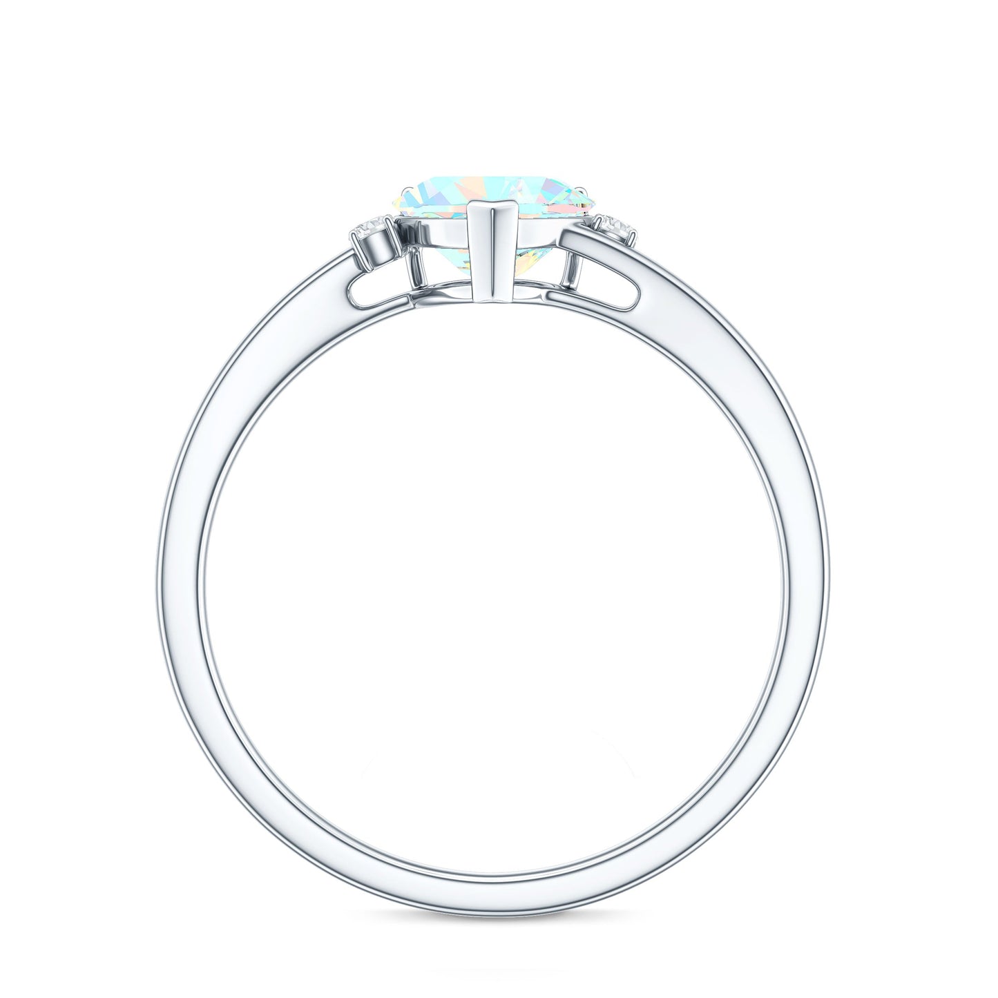 Genuine 0.7 Ethiopian Opal Diamond Heart Shaped Promise Ring with Bypass Shank