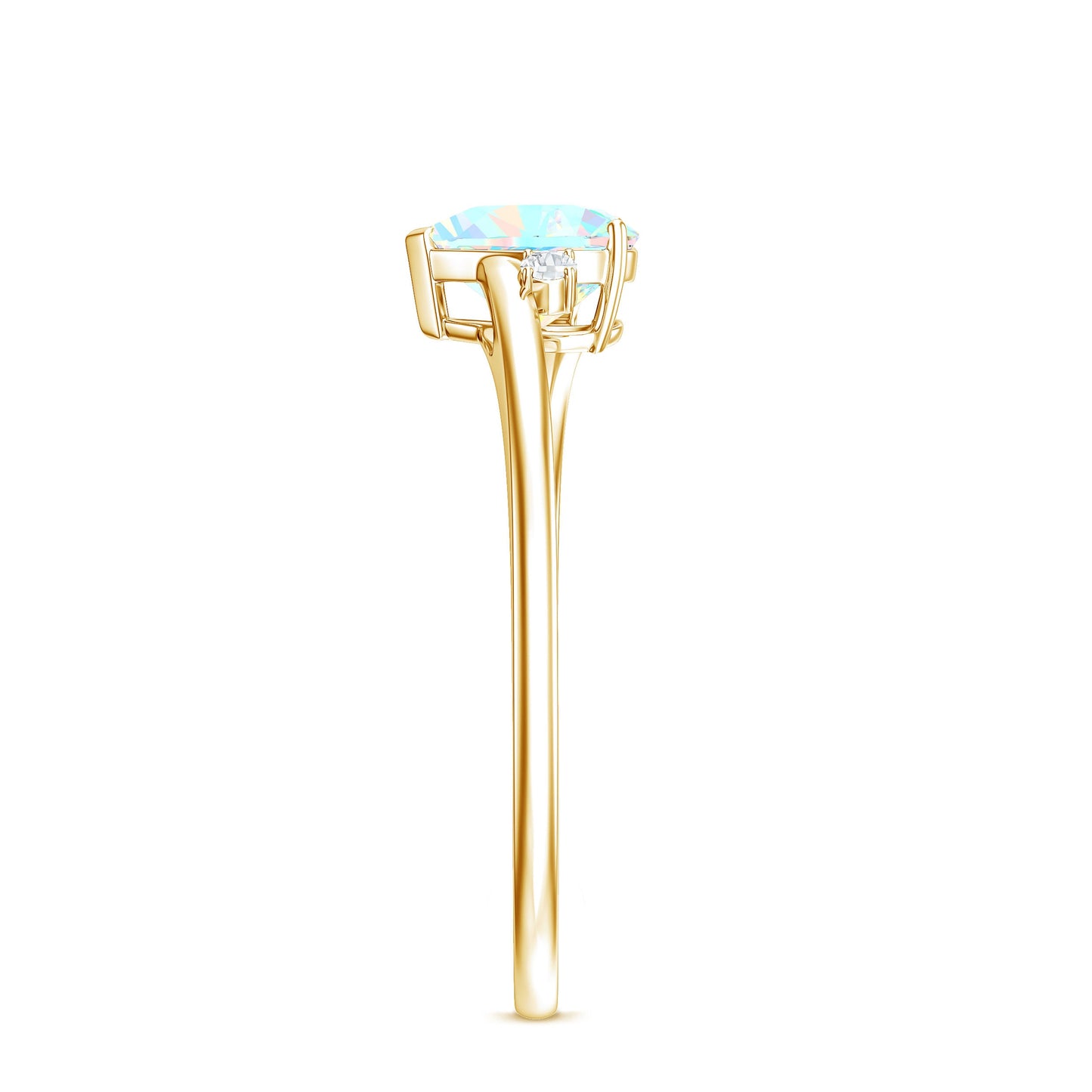 Genuine 0.7 Ethiopian Opal Diamond Heart Shaped Promise Ring with Bypass Shank