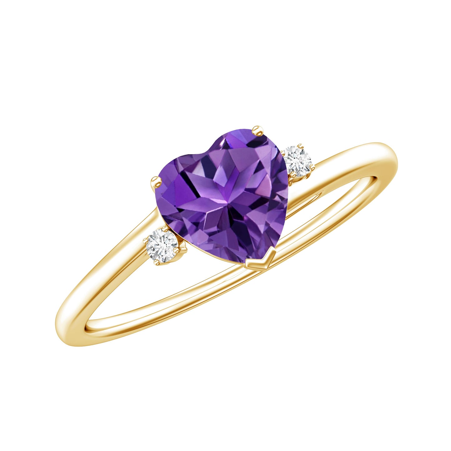Natural 0.9 Carat Amethyst Heart Engagement Ring with Moissanite