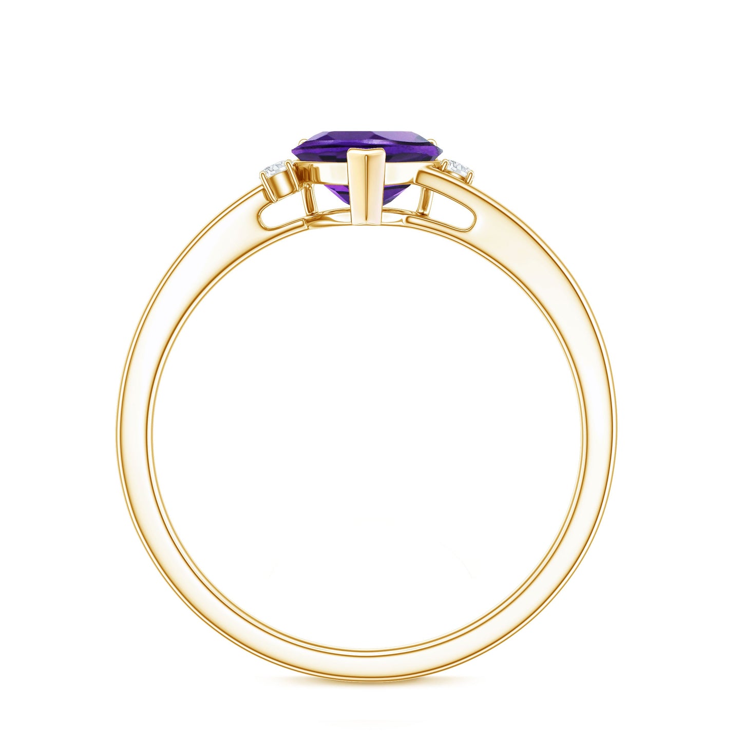 Natural 0.9 Carat Amethyst Heart Engagement Ring with Moissanite