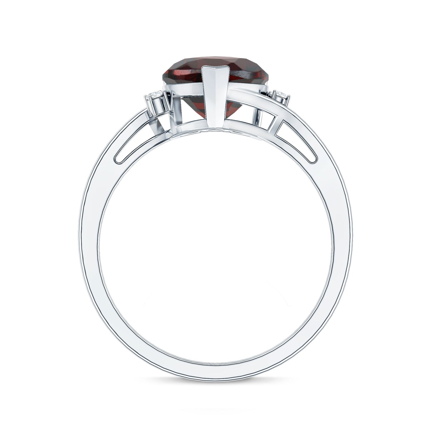 Genuine 4 Carat Garnet Heart Shaped Engagement Ring with Diamond