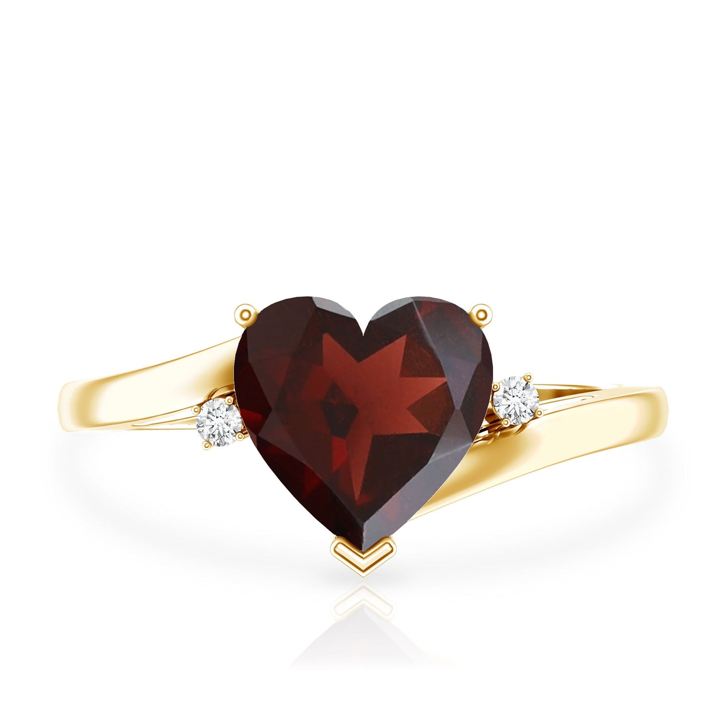 Genuine 4 Carat Garnet Heart Shaped Engagement Ring with Diamond