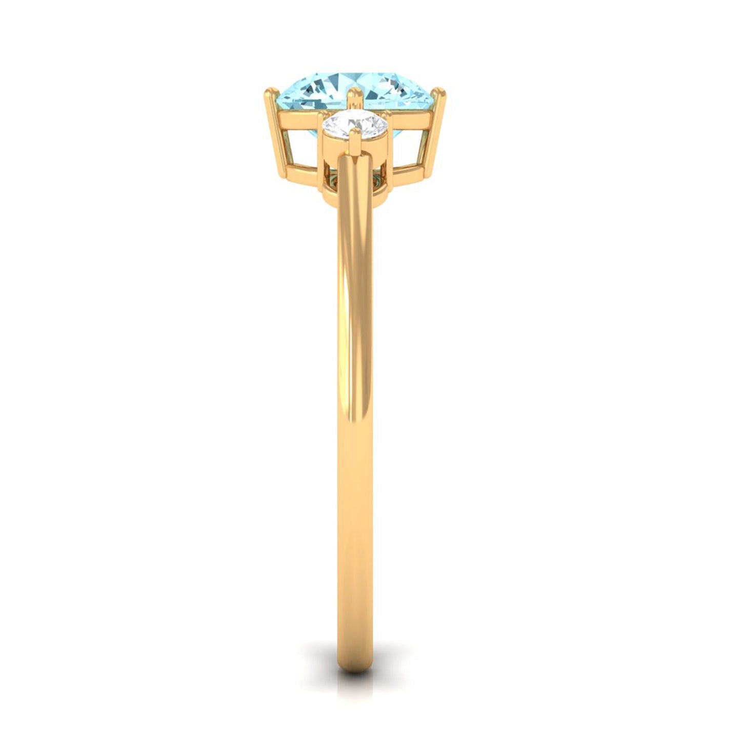 0.8 Carat Aquamarine and Diamond Three Stone Minimal Ring