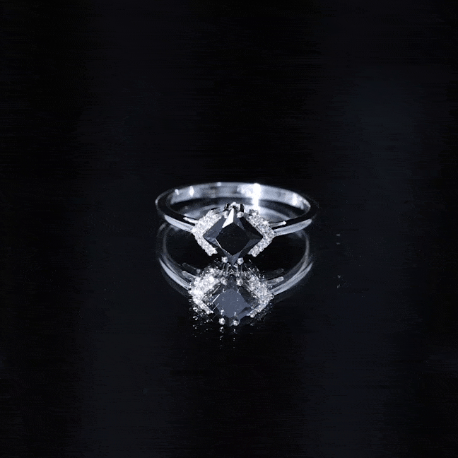 1 Carat Lab Grown Black and White Diamond Princess Cut Engagement Ring