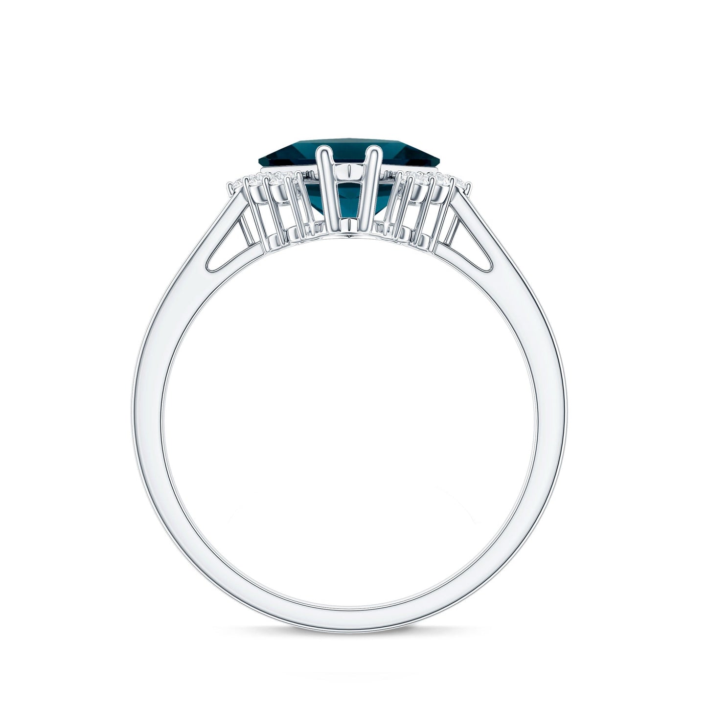 Princess Cut London Blue Topaz Engagement Ring with Diamond