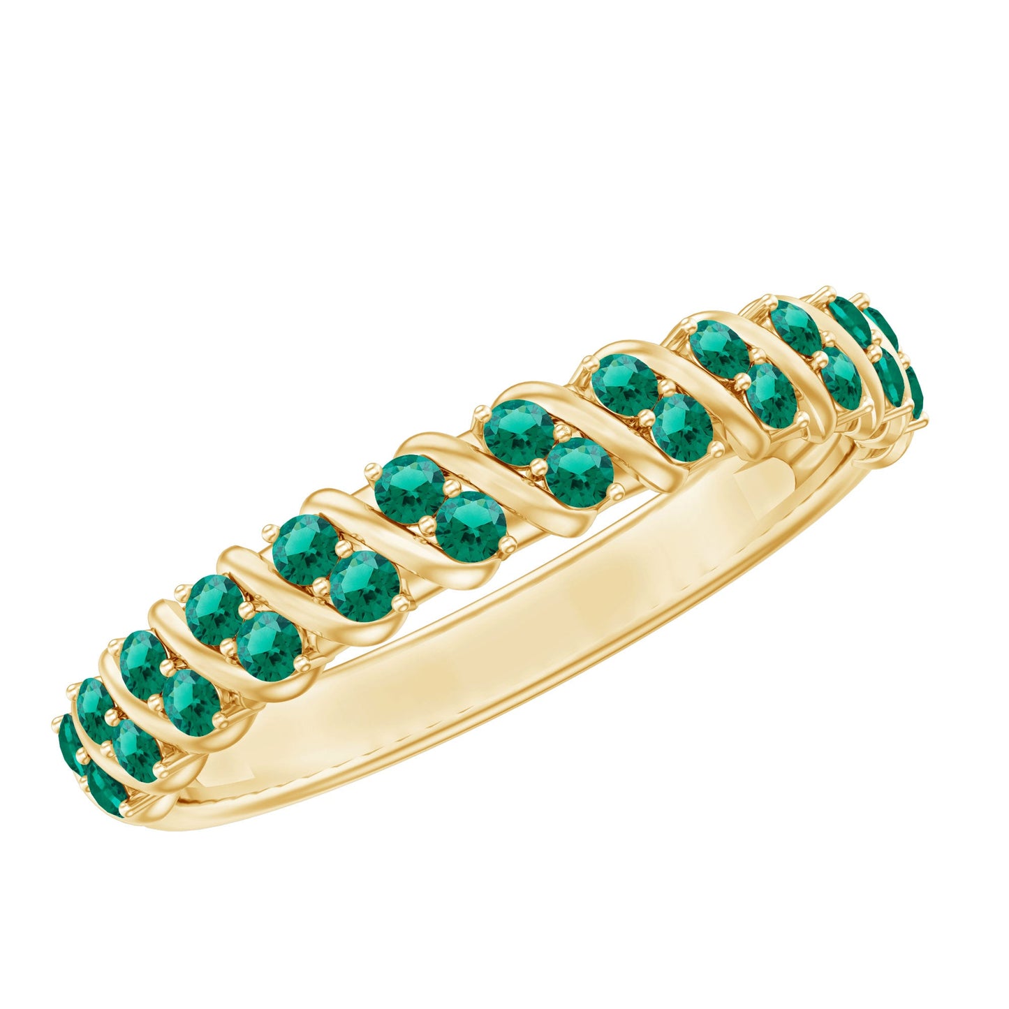 Certified Lab Grown Emerald Half Eternity Anniversary Band