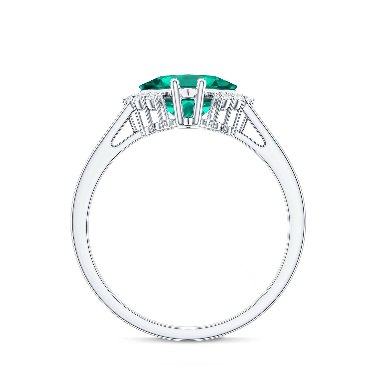 Certified 2.4 Carat Lab Grown Emerald Princess Cut Engagement Ring with Diamond