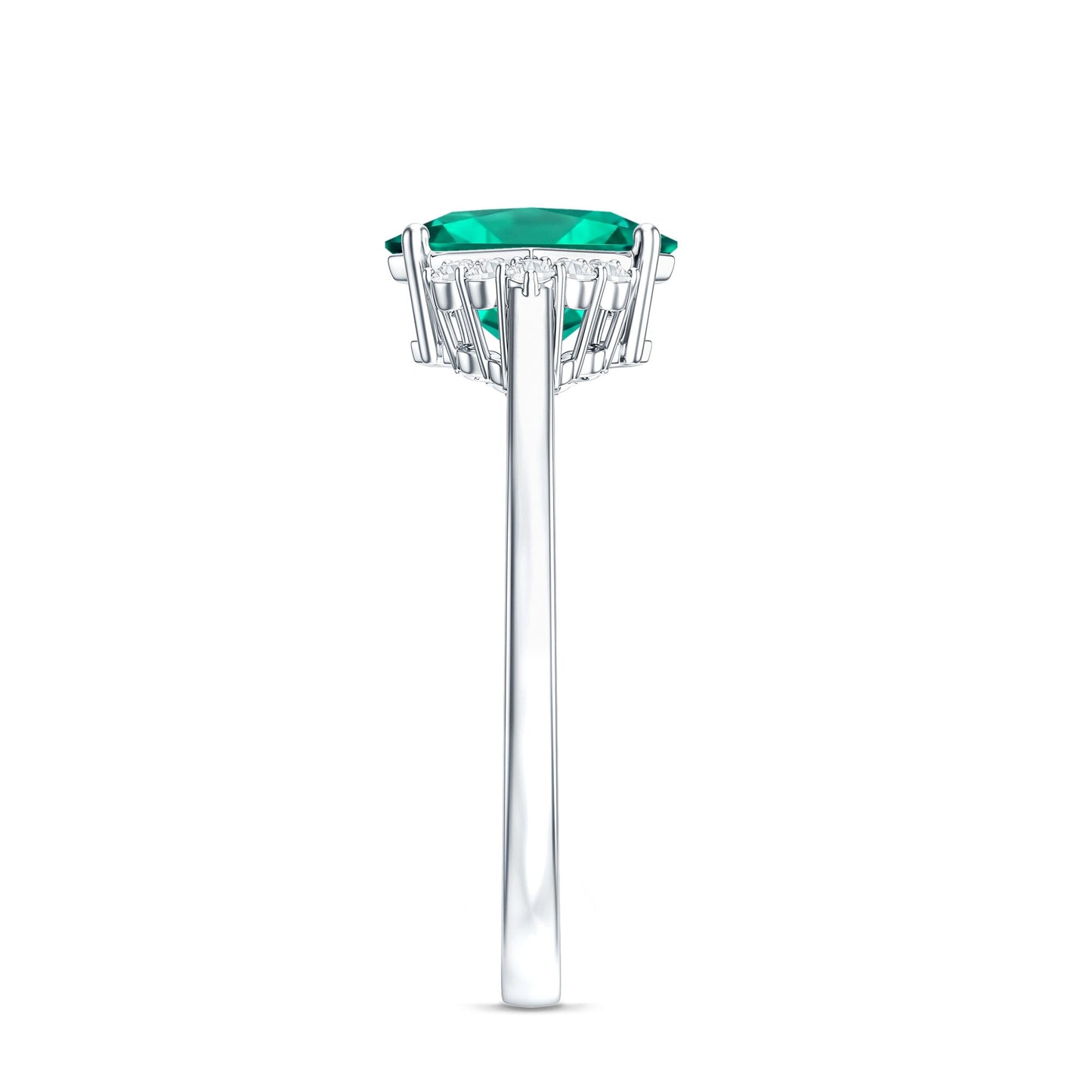 Certified 2.4 Carat Lab Grown Emerald Princess Cut Engagement Ring with Diamond
