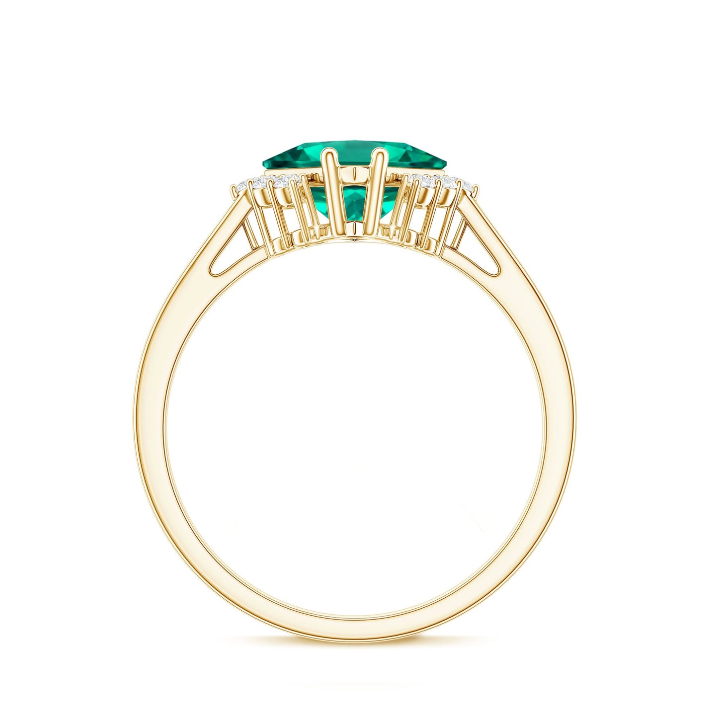 Certified 2.4 Carat Lab Grown Emerald Princess Cut Engagement Ring with Diamond