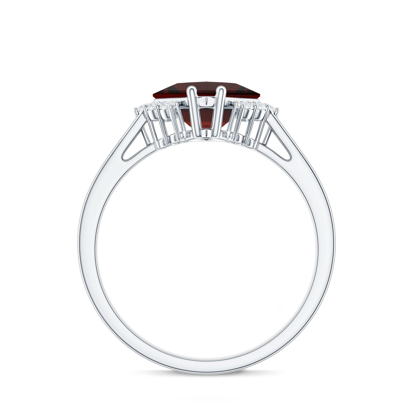 Certified Natural Garnet Princess Cut Engagement Ring with Diamond