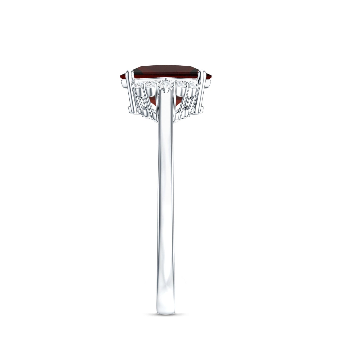 Certified Natural Garnet Princess Cut Engagement Ring with Diamond