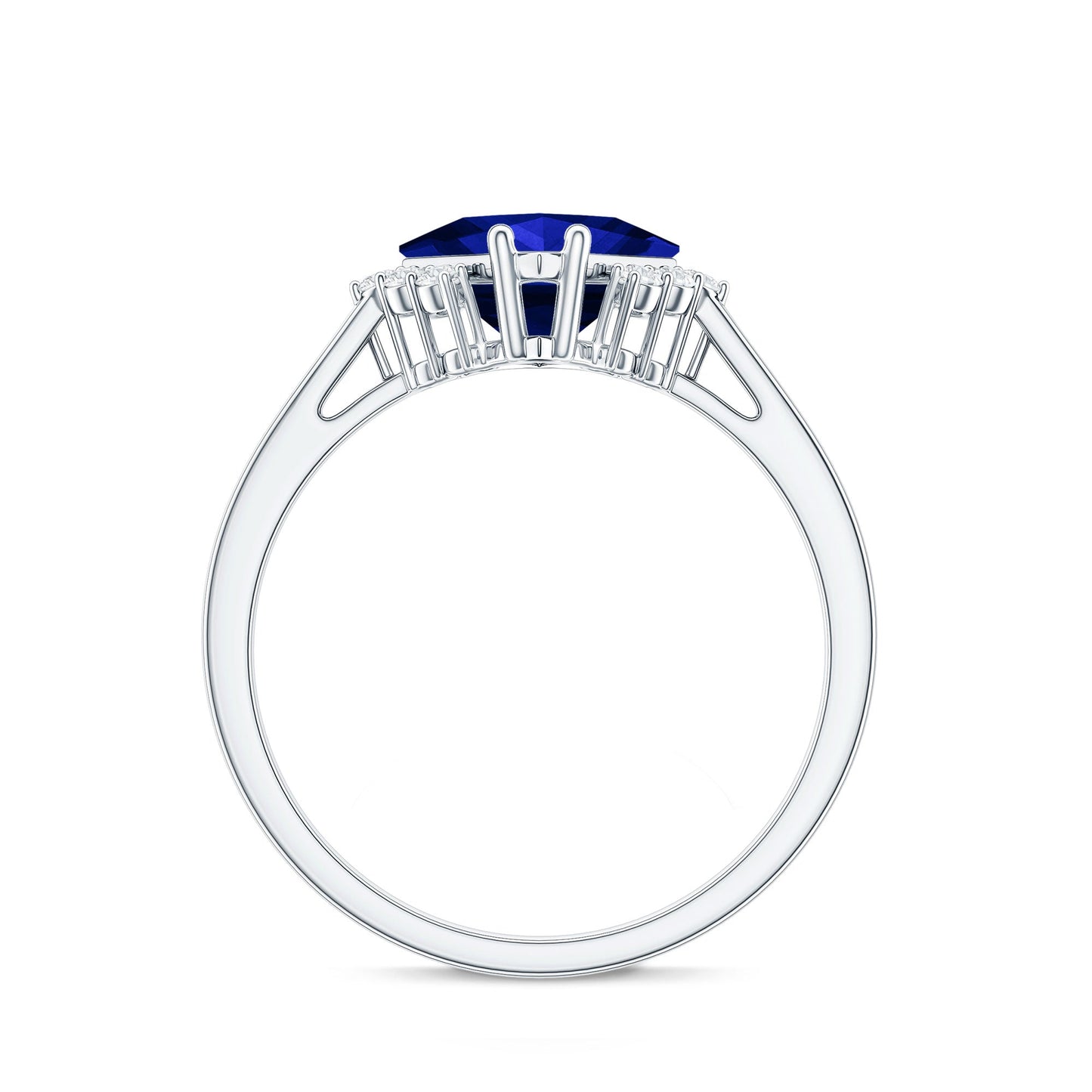 Certified 1.5 Carat Princess Cut Lab Grown Blue Sapphire Engagement Ring with Diamond