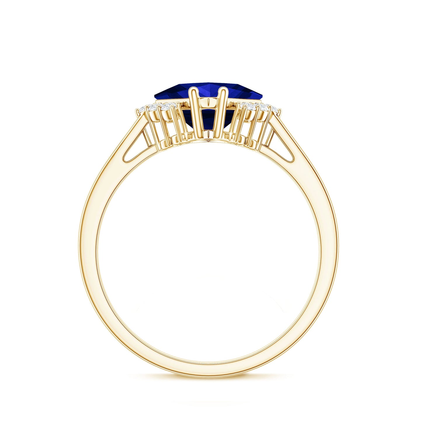 Certified 1.5 Carat Princess Cut Lab Grown Blue Sapphire Engagement Ring with Diamond