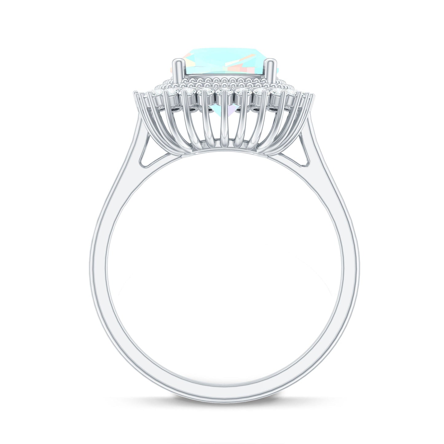 Natural 1.8 Carat Cushion Cut Opalescent Vintage Looking Engagement Ring with Diamond Halo
