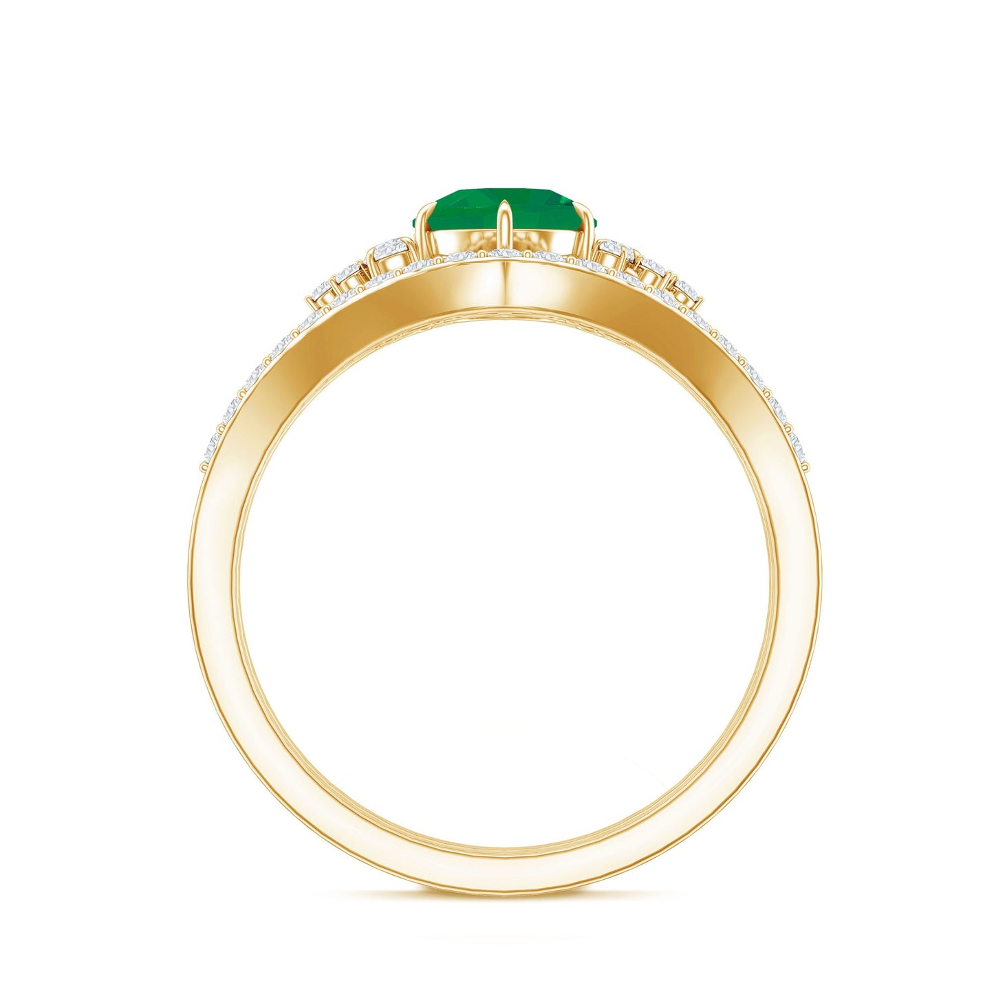 0.4 Carat Natural Emerald Diamond Wedding Bridal Ring Set of 2