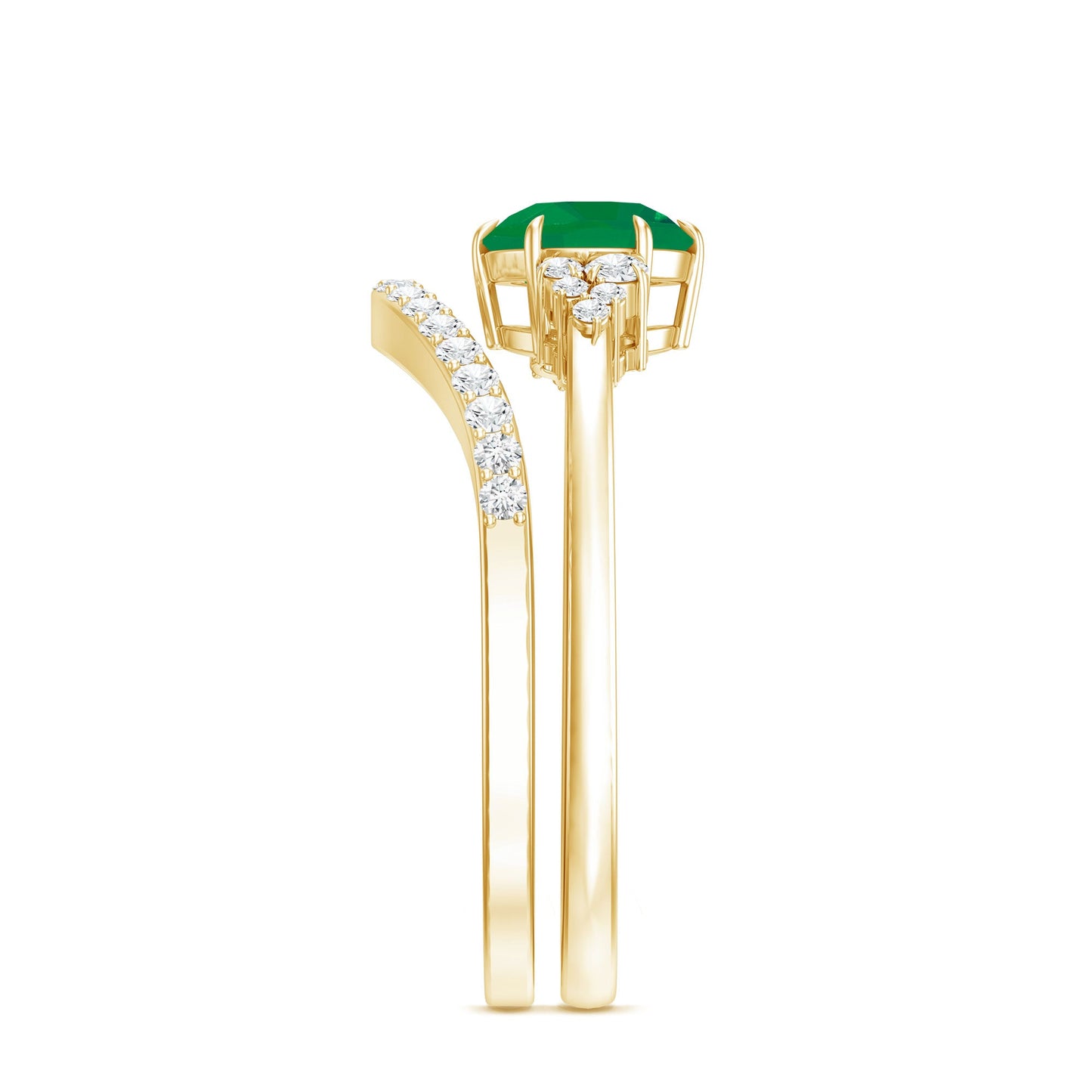 0.4 Carat Natural Emerald Diamond Wedding Bridal Ring Set of 2