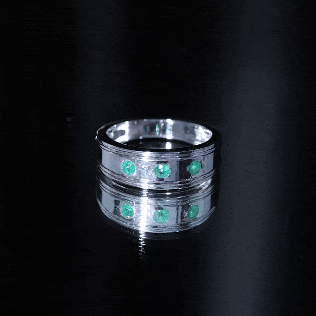 Emerald Minimal Band Ring in Gypsy Setting