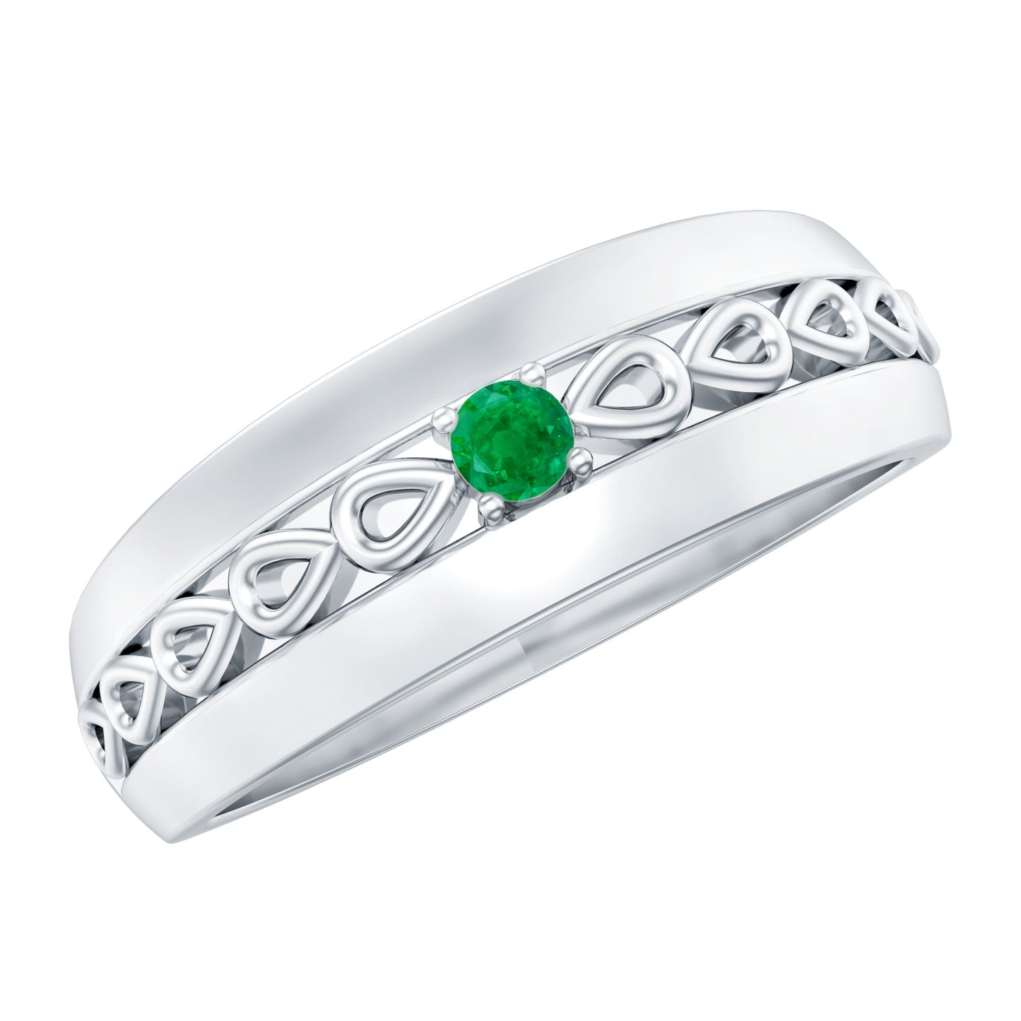 Certified Emerald Vintage Inspired Designer Band Ring