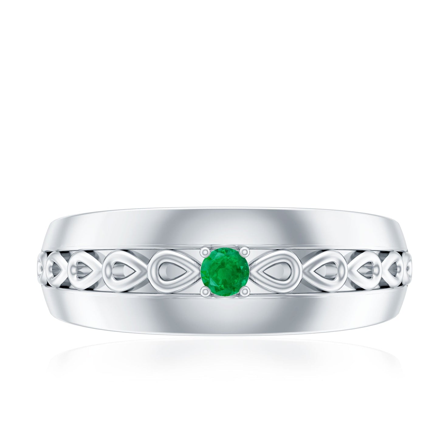 Certified Emerald Vintage Inspired Designer Band Ring