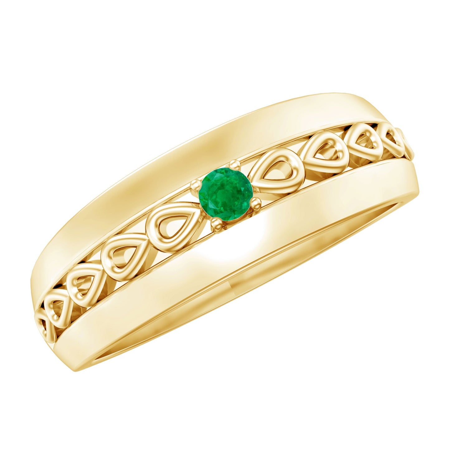 Certified Emerald Vintage Inspired Designer Band Ring
