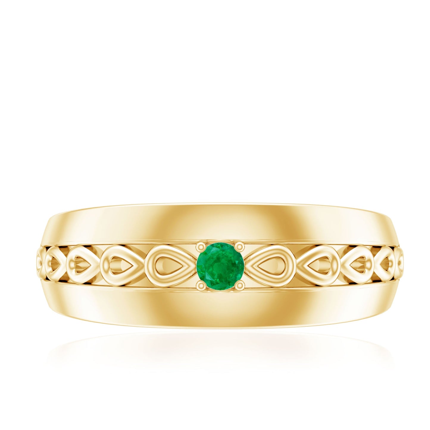Certified Emerald Vintage Inspired Designer Band Ring