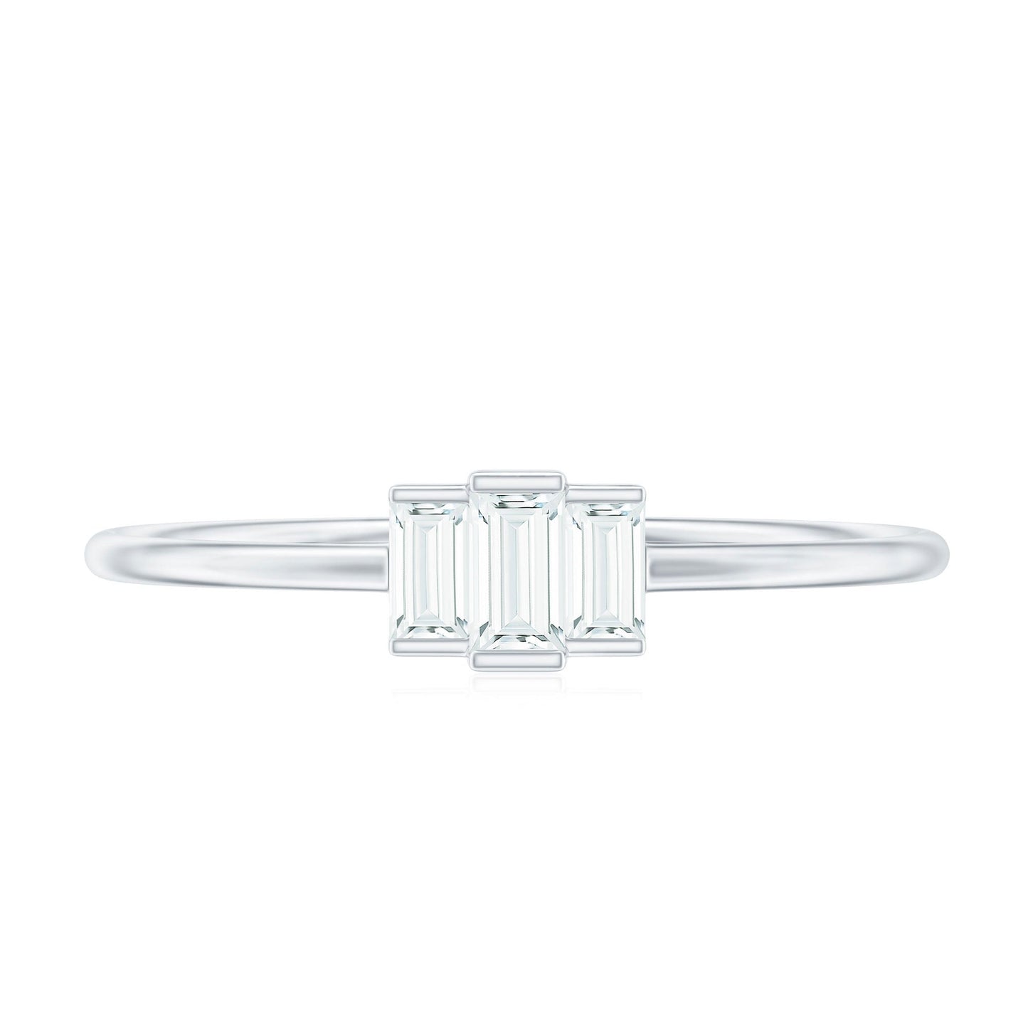 Minimalist Baguette Cut Moissanite 3 Stone Promise Ring