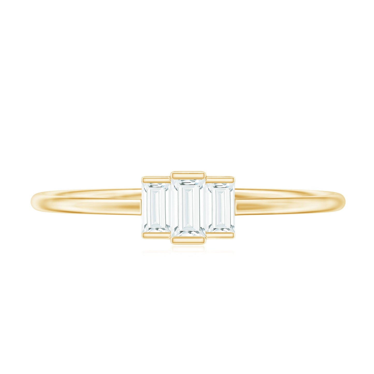 Minimalist Baguette Cut Moissanite 3 Stone Promise Ring