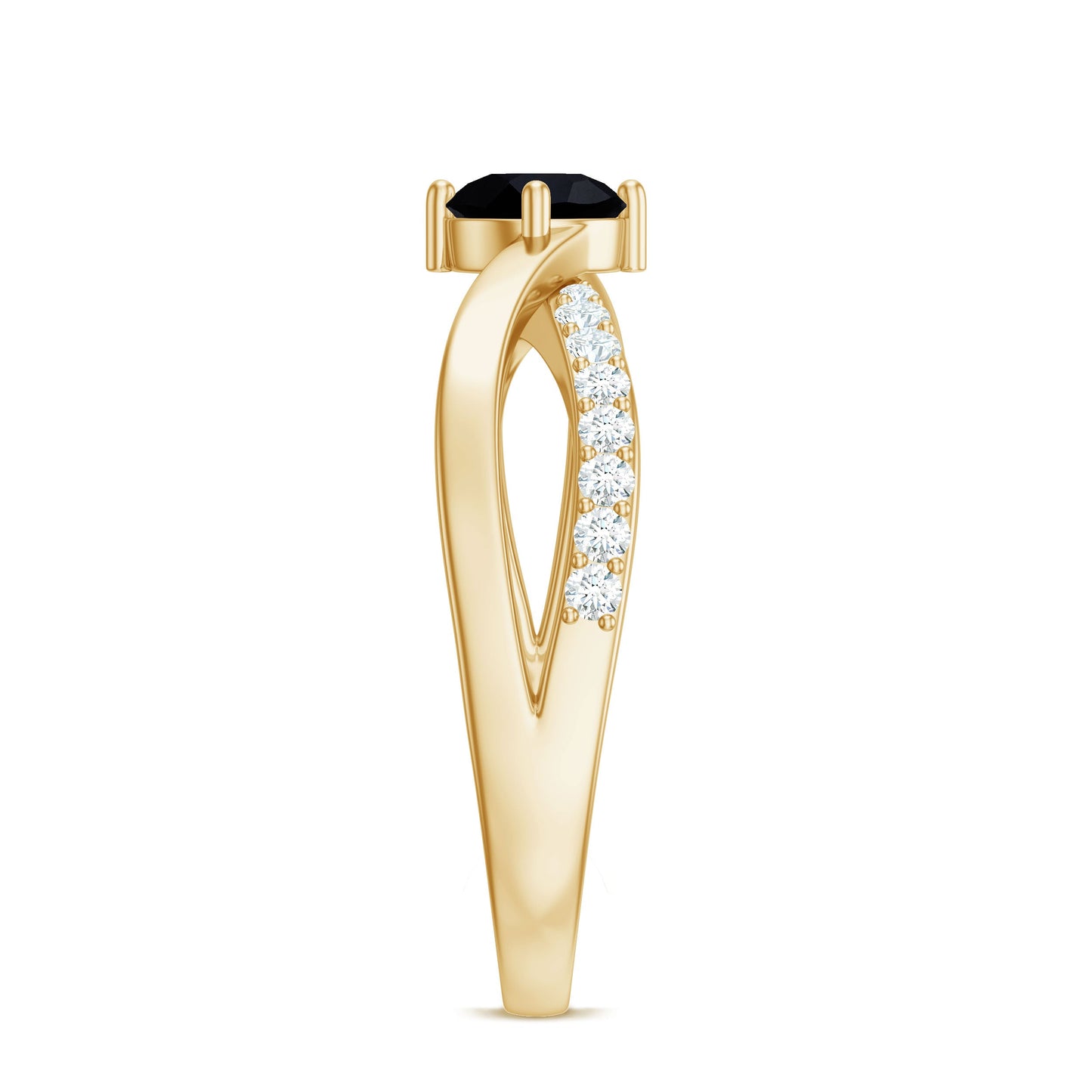 0.4 Carat Round Black Onyx Solitaire Infinity Ring with Diamond