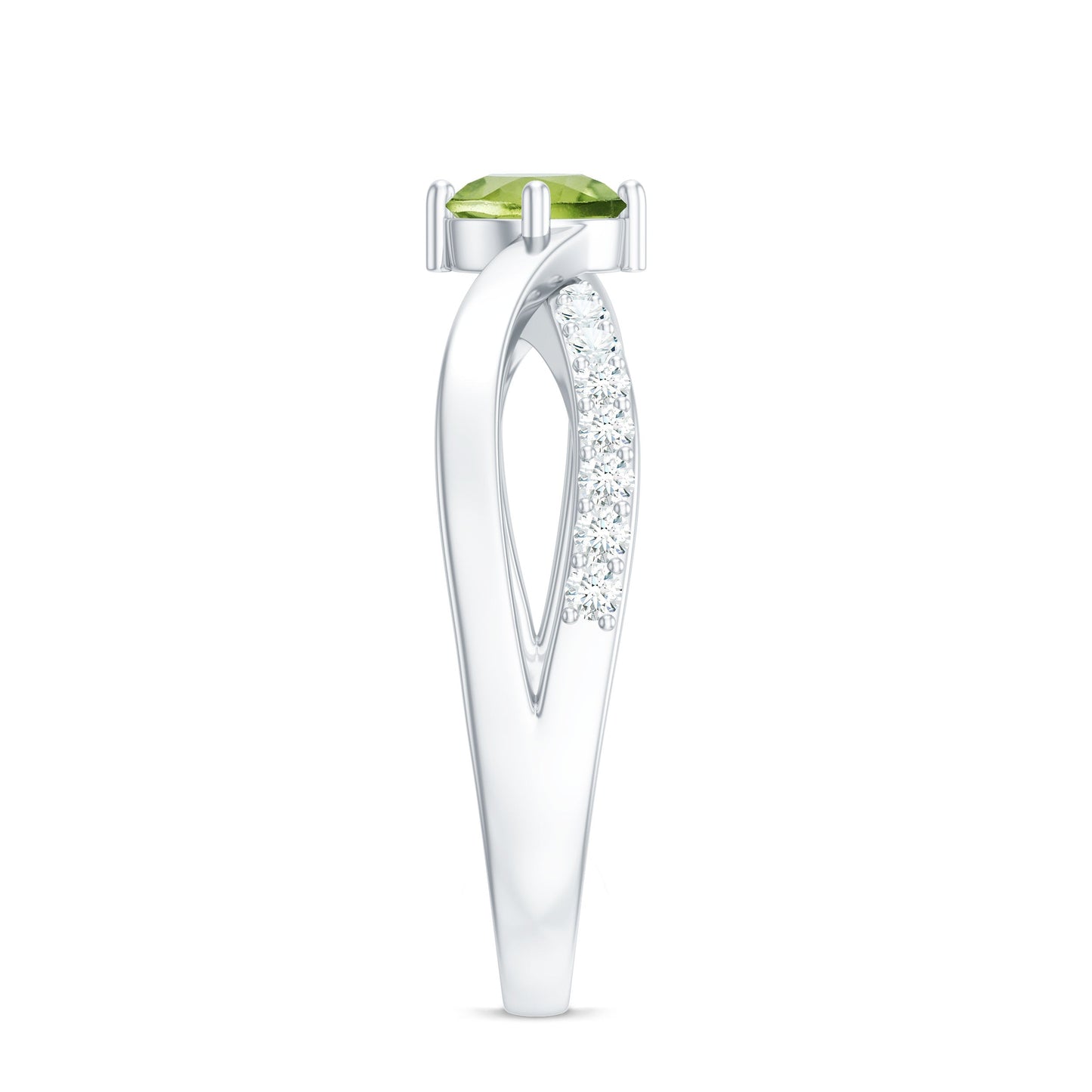 Natural 0.5 Carat Peridot Infinity Promise Ring with Diamond