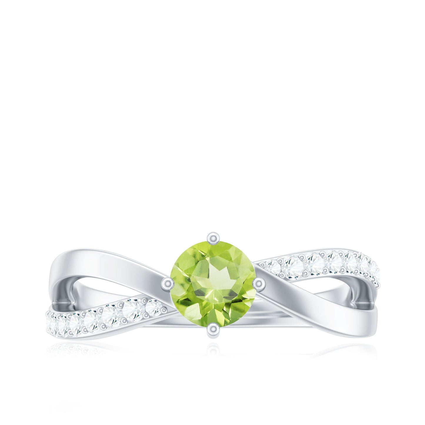 Natural 0.5 Carat Peridot Infinity Promise Ring with Diamond