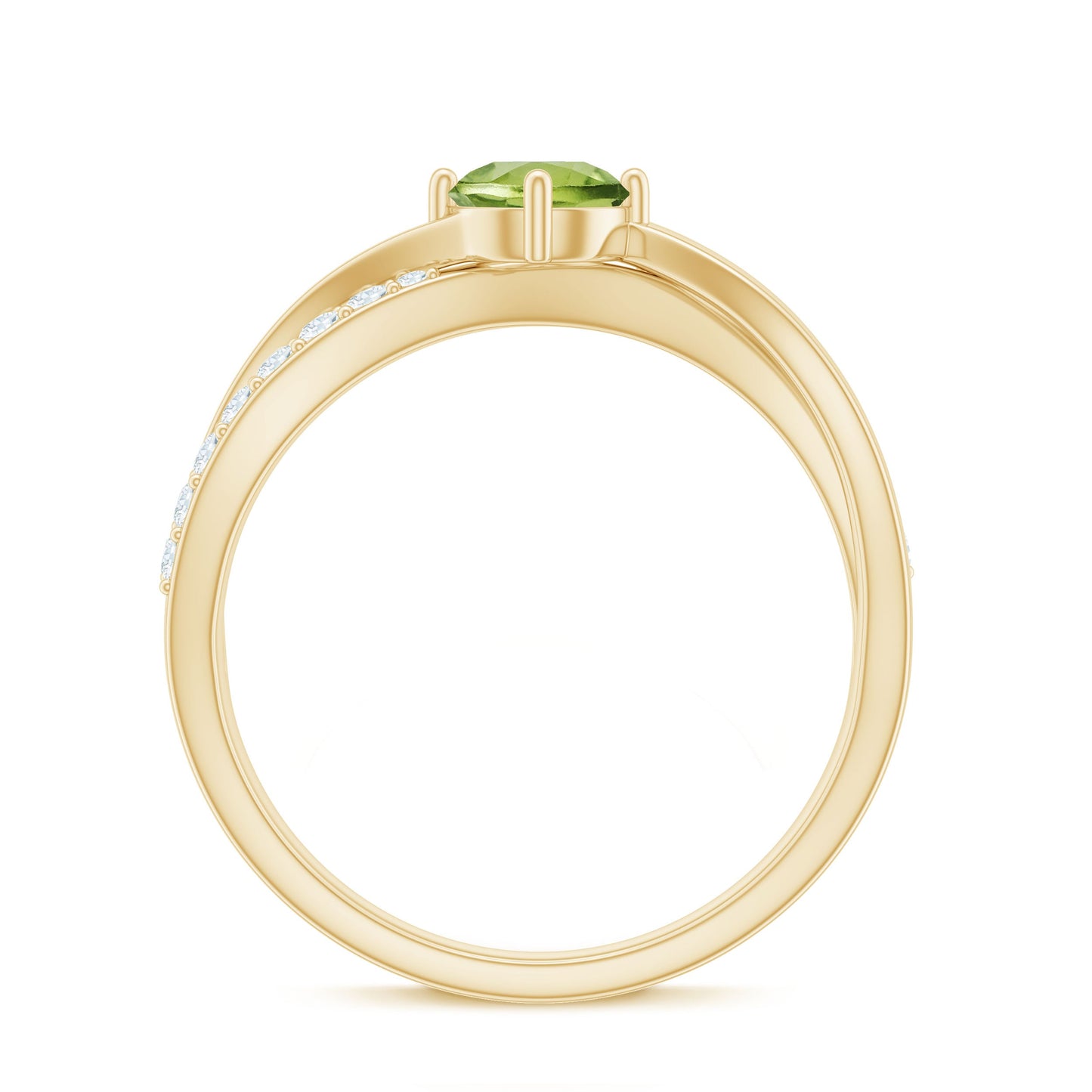 Natural 0.5 Carat Peridot Infinity Promise Ring with Diamond
