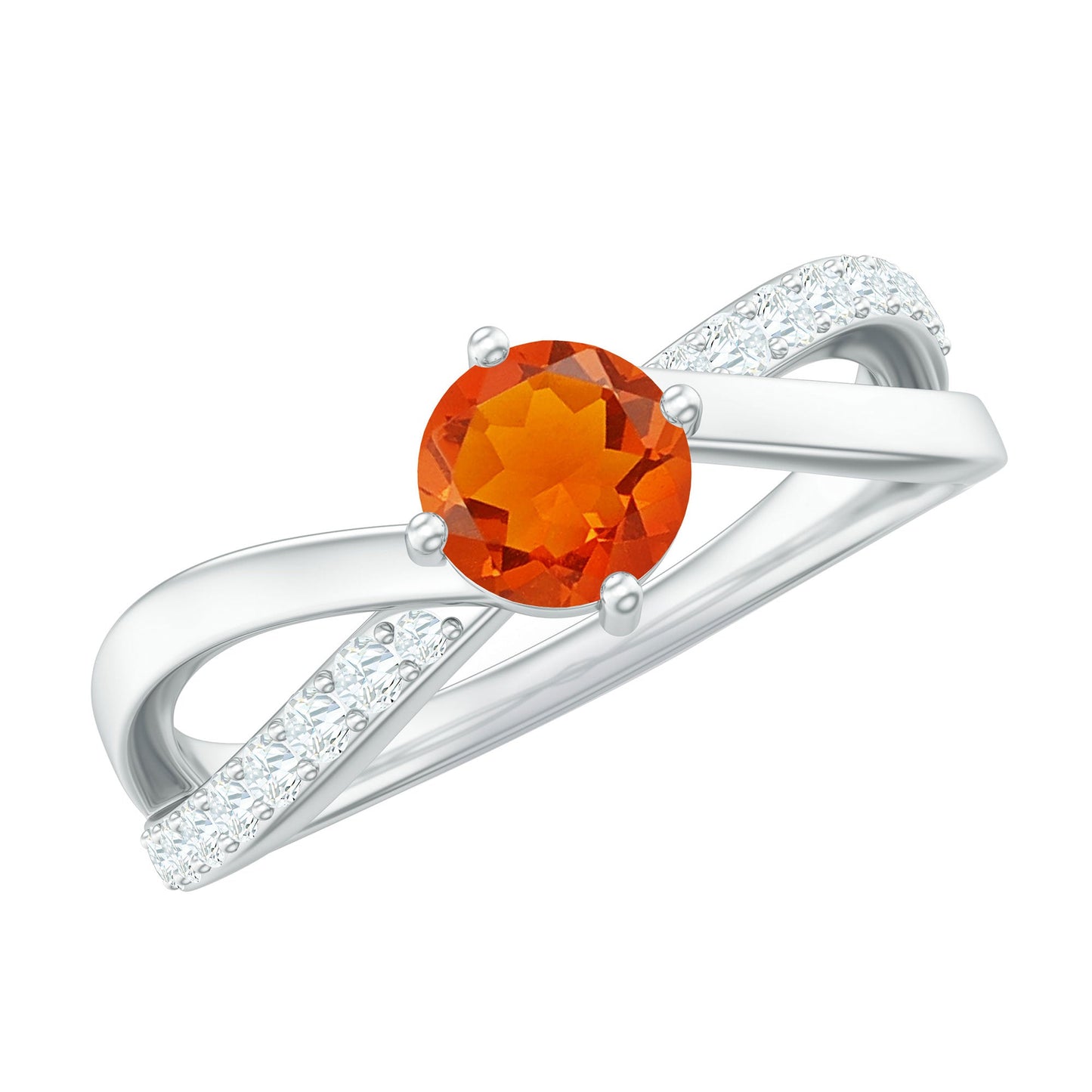 0.4 Carat Fire Opal and Diamond Infinity Engagement Ring