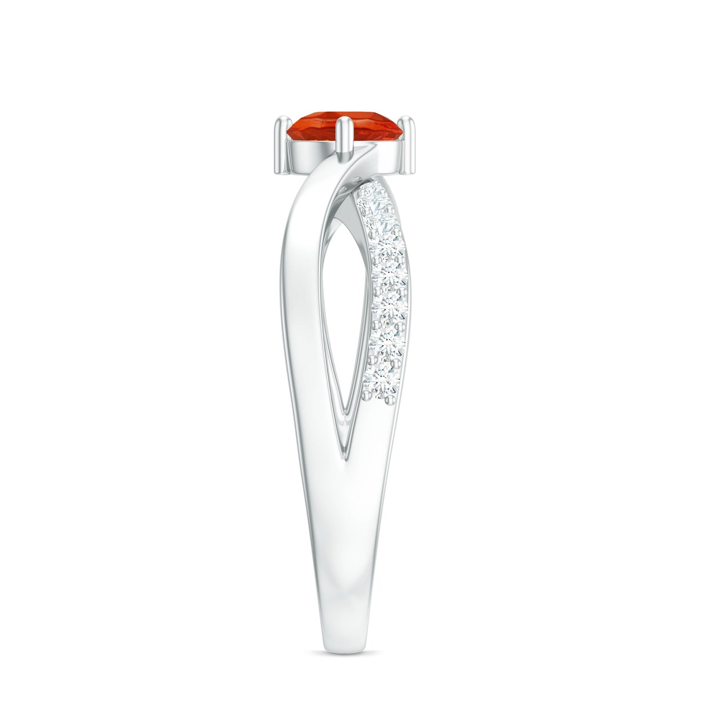 0.4 Carat Fire Opal and Diamond Infinity Engagement Ring