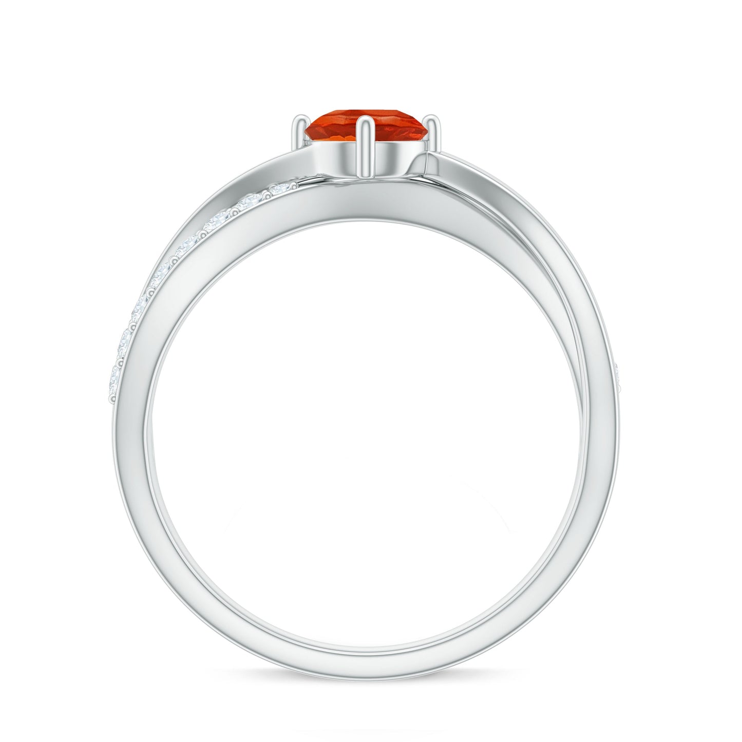 0.4 Carat Fire Opal and Diamond Infinity Engagement Ring