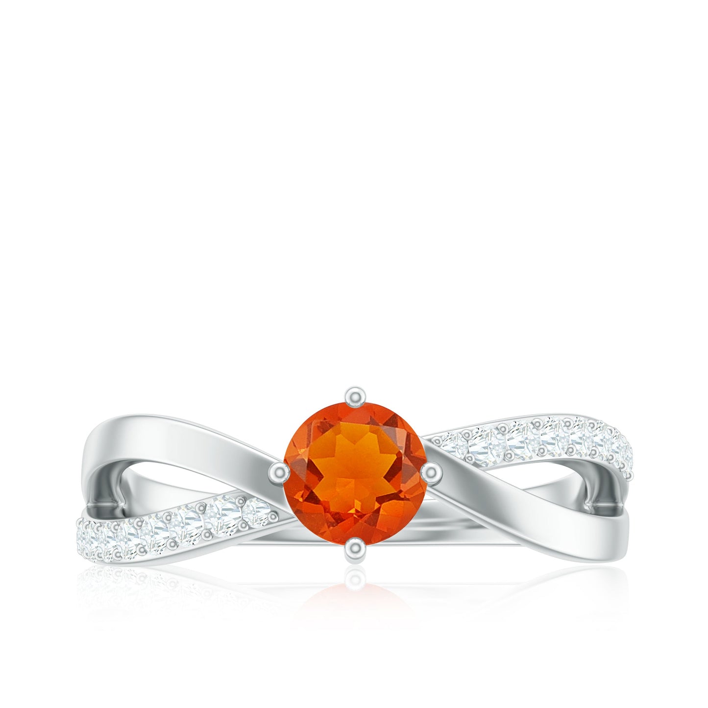 0.4 Carat Fire Opal and Diamond Infinity Engagement Ring