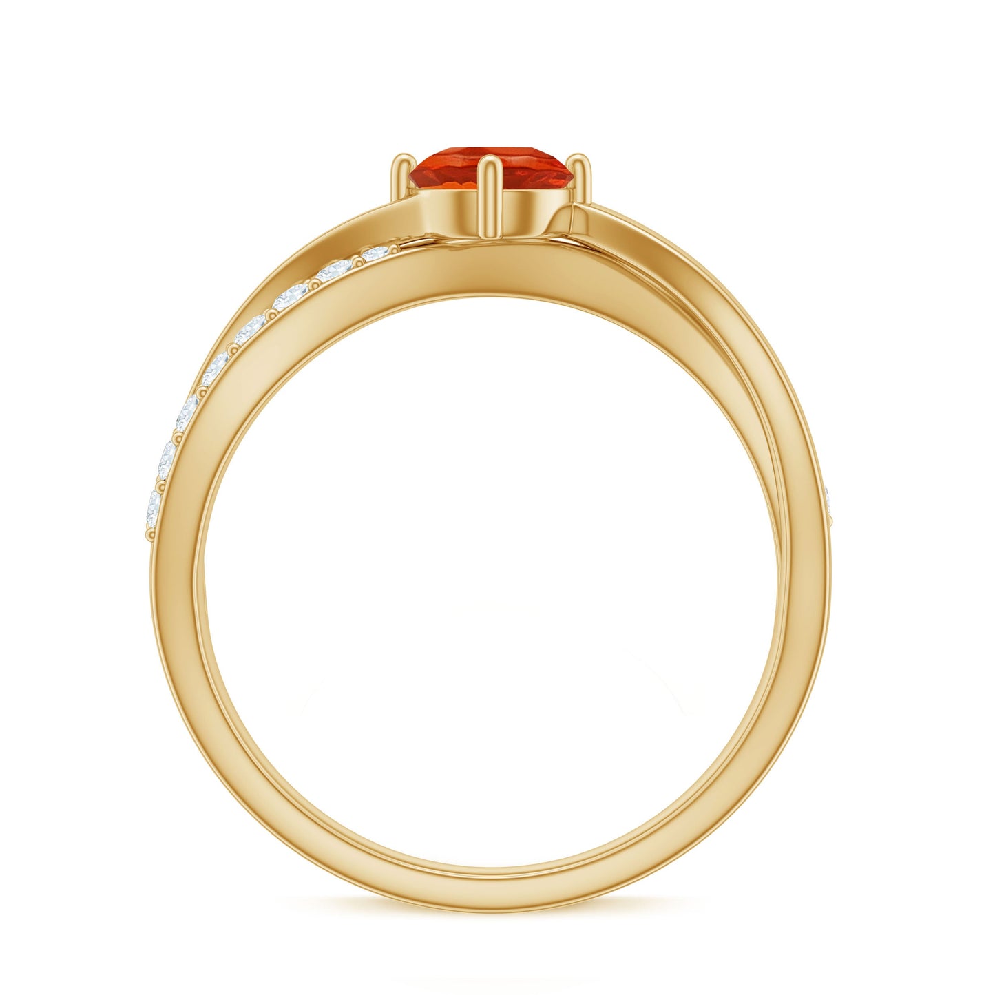 0.4 Carat Fire Opal and Diamond Infinity Engagement Ring