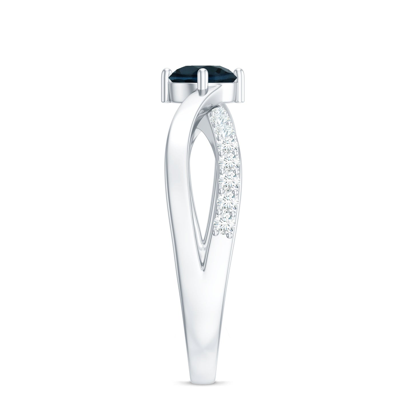 Certified London Blue Topaz Proposal Ring With Diamond