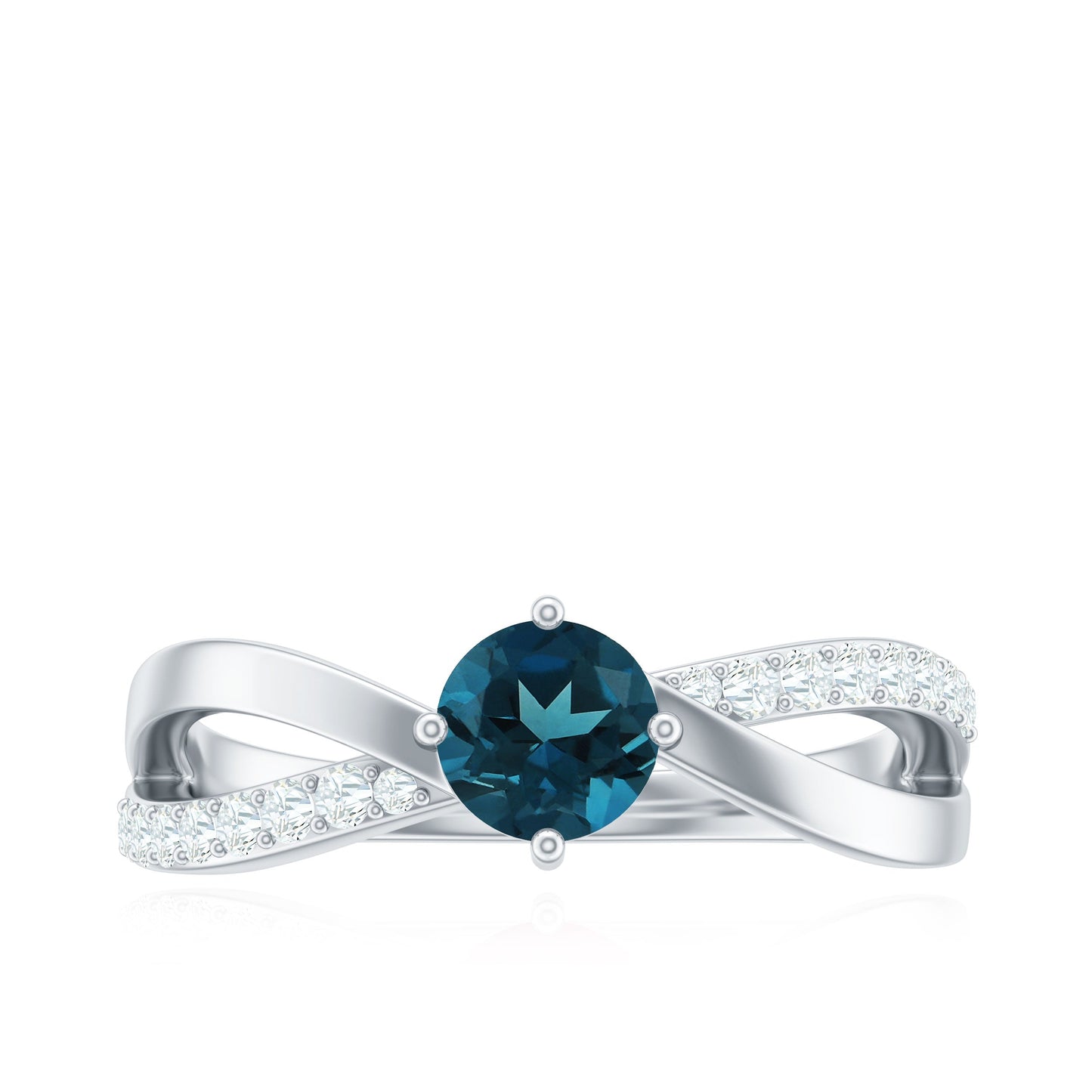 Certified London Blue Topaz Proposal Ring With Diamond