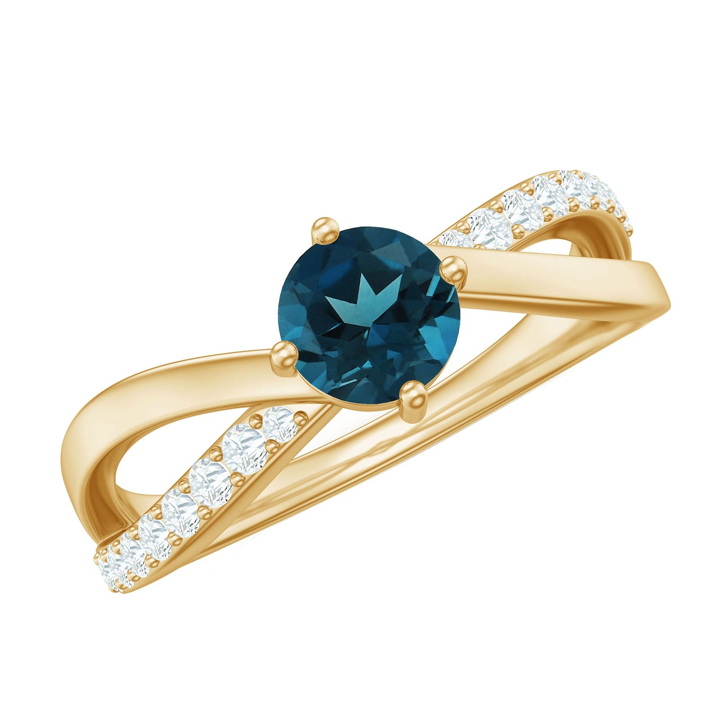 Certified London Blue Topaz Proposal Ring With Diamond