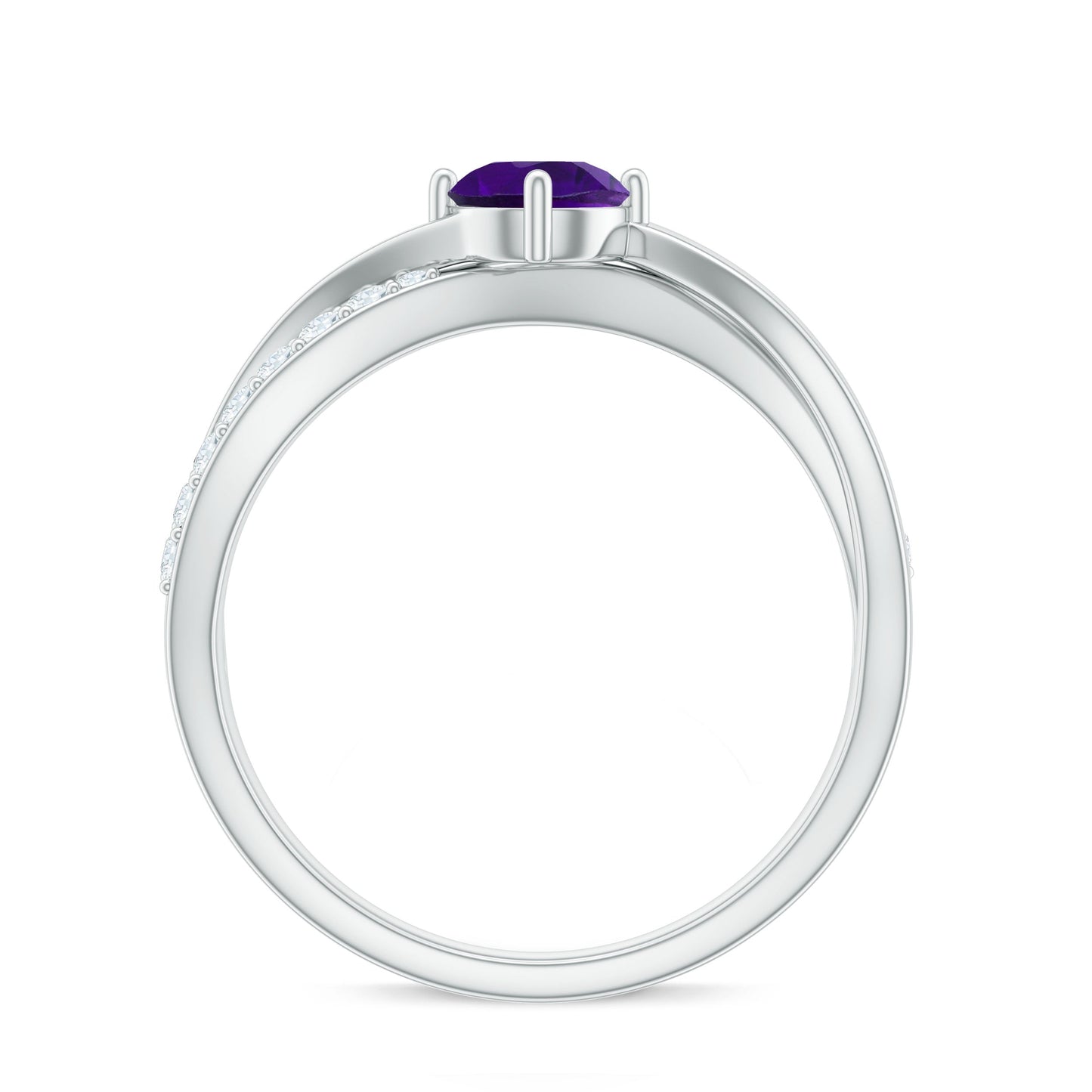 Real Amethyst Diamond Infinity Engagement Ring for Women