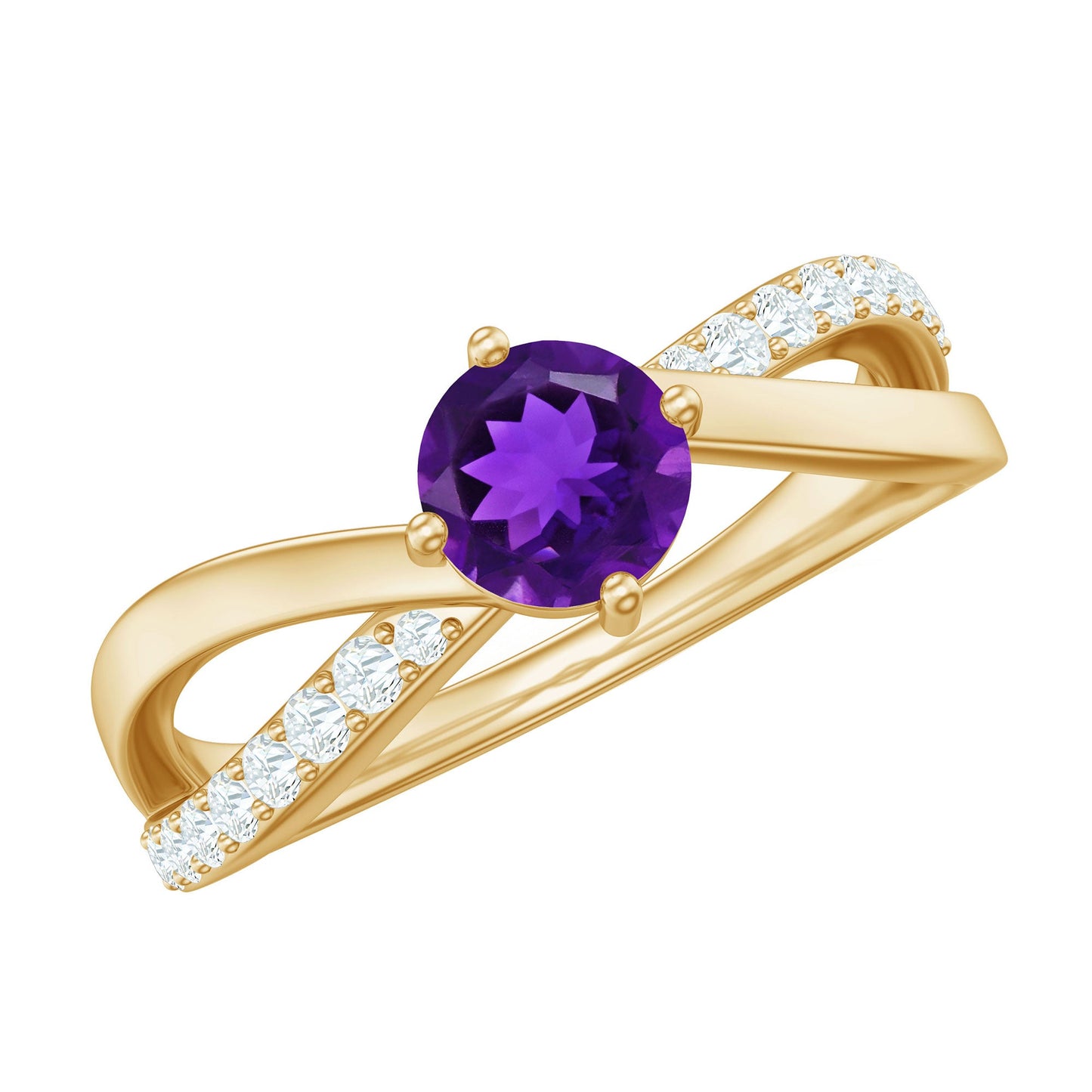 Real Amethyst Diamond Infinity Engagement Ring for Women