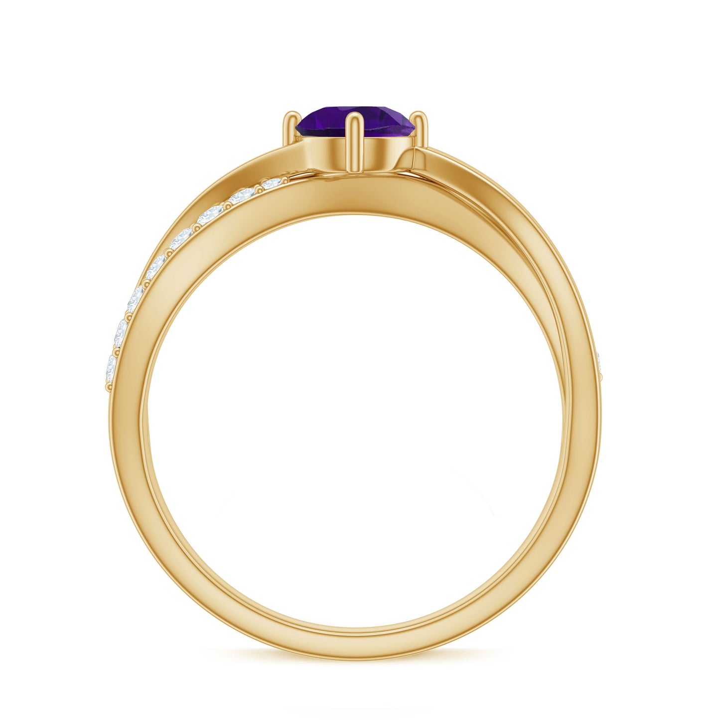 Real Amethyst Diamond Infinity Engagement Ring for Women