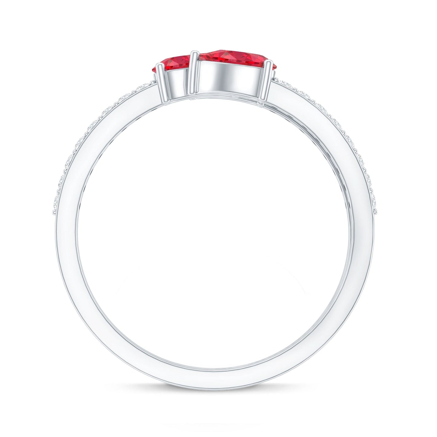 Pear Shaped Lab Grown Ruby 3 Stone Anniversary Ring