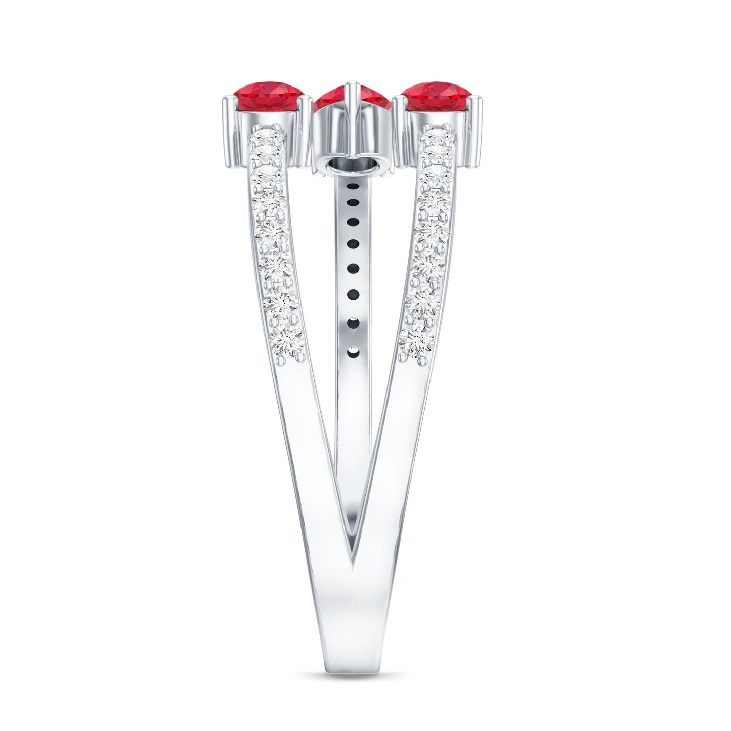 Pear Shaped Lab Grown Ruby 3 Stone Anniversary Ring