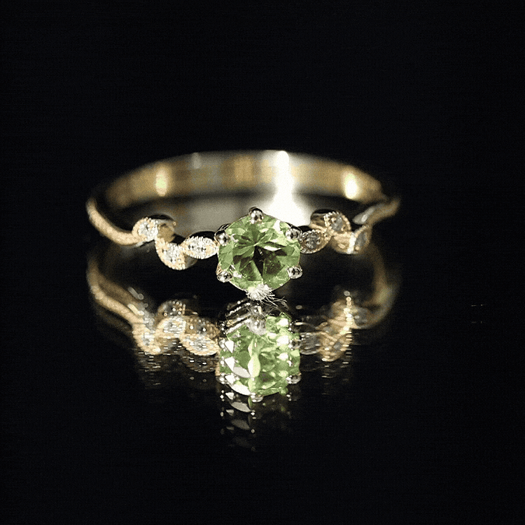 Peridot and Diamond Promise Ring with Beaded Detailing