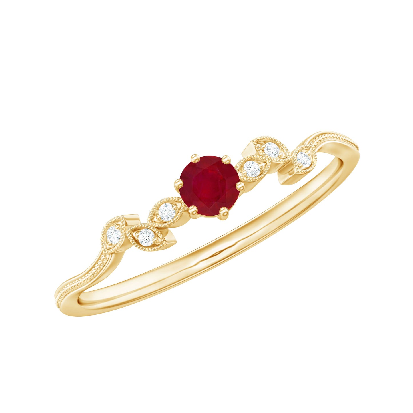 Nature Inspired Ruby Proposal Ring with Diamond