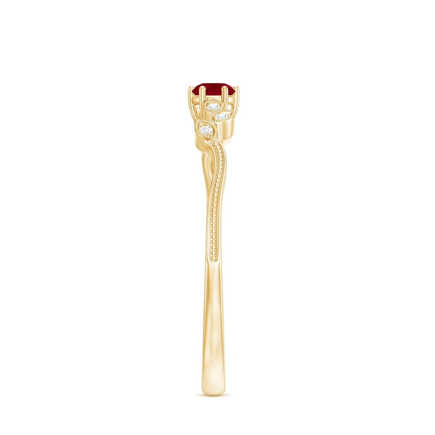 Nature Inspired Ruby Proposal Ring with Diamond