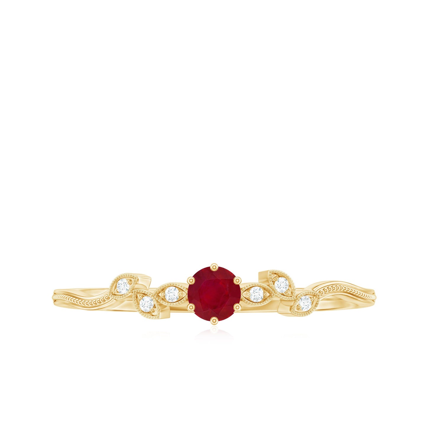 Nature Inspired Ruby Proposal Ring with Diamond