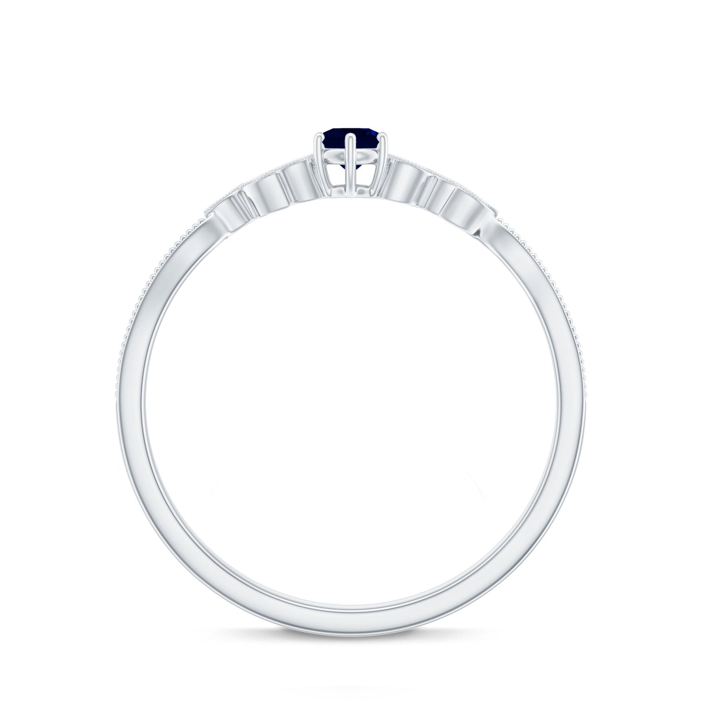 Real Blue Sapphire and Diamond Leaf Inspired Promise Ring